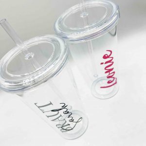 Transparenter Trinkbecher mit Deckel – Bild 2