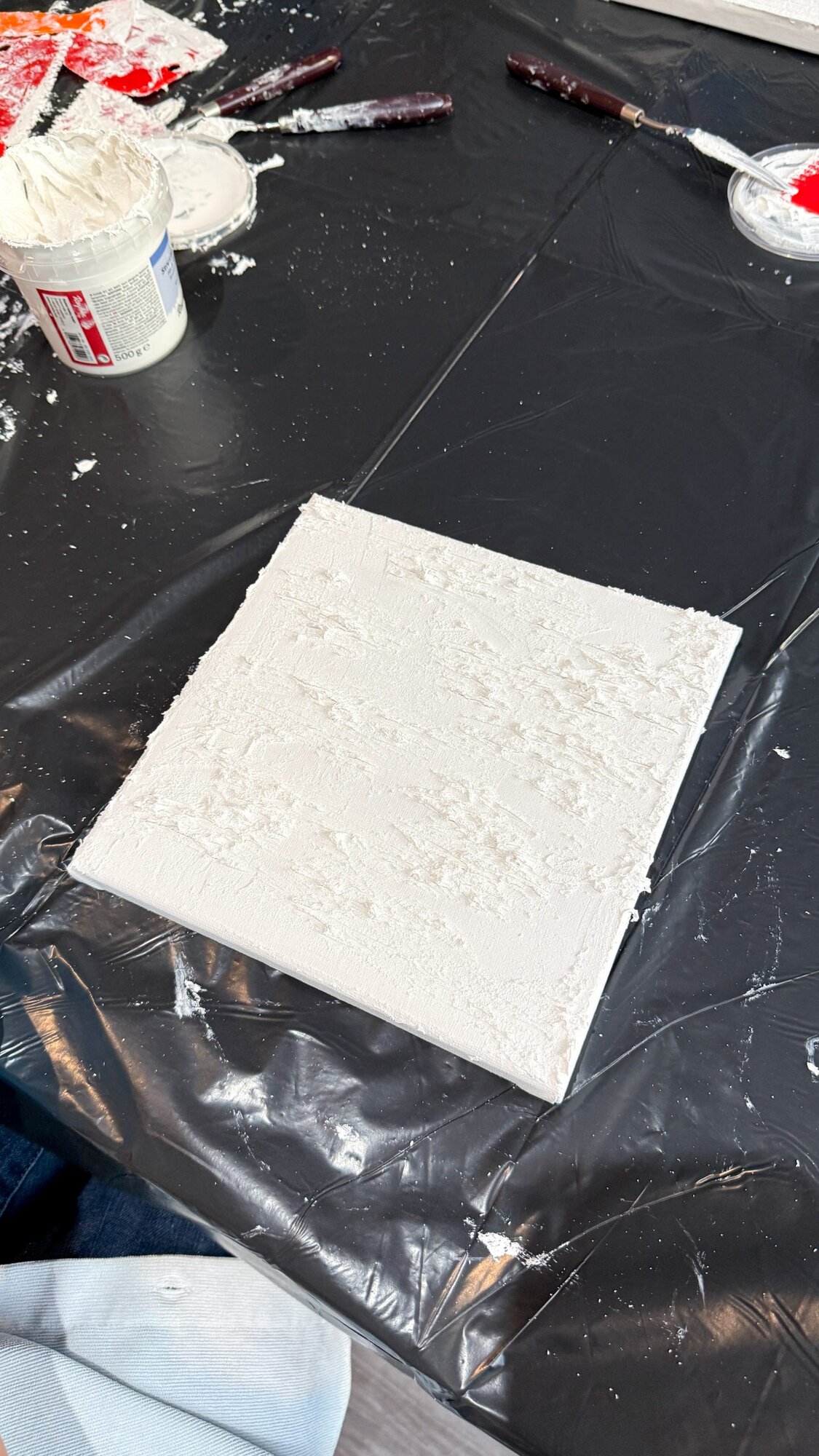 Strukturpaste Leinwand fertig vorbereitet DIY Workshop kreative Oberfläche Düsseldorf